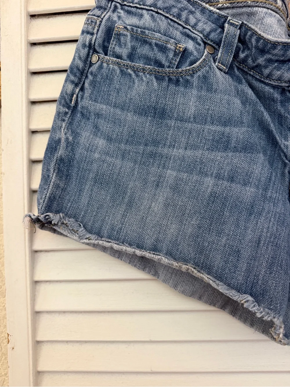 Paige Premium Denim Light Blue Distressed Denim Cutoff Shorts